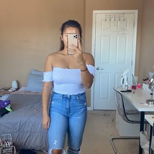 ✨off shoulder scrunch tube top